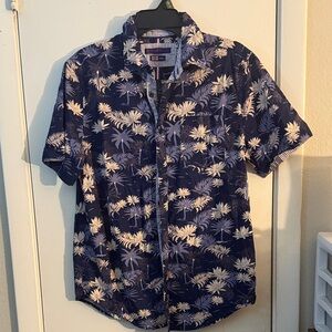 English Laundry Dark Blue Palm Print Shirt